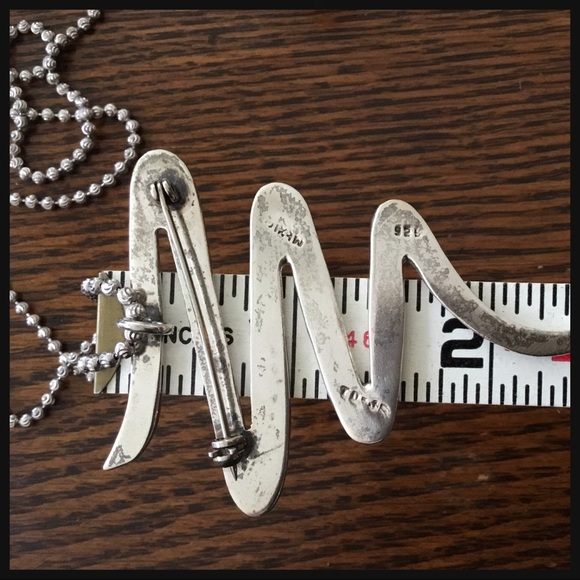 Vintage Mexico Taxco Pendent Brooch Zigzag 2 3/4” - Picture 4 of 7